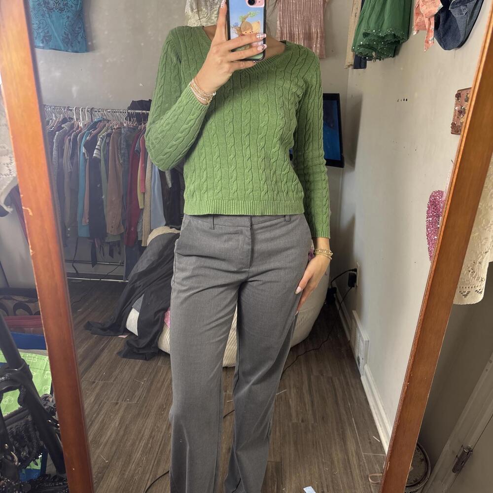 y2k office siren gray flattering‎ trousers